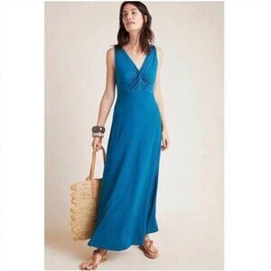 Maeve Anthropologie Camilla Teal Blue Maxi Dress